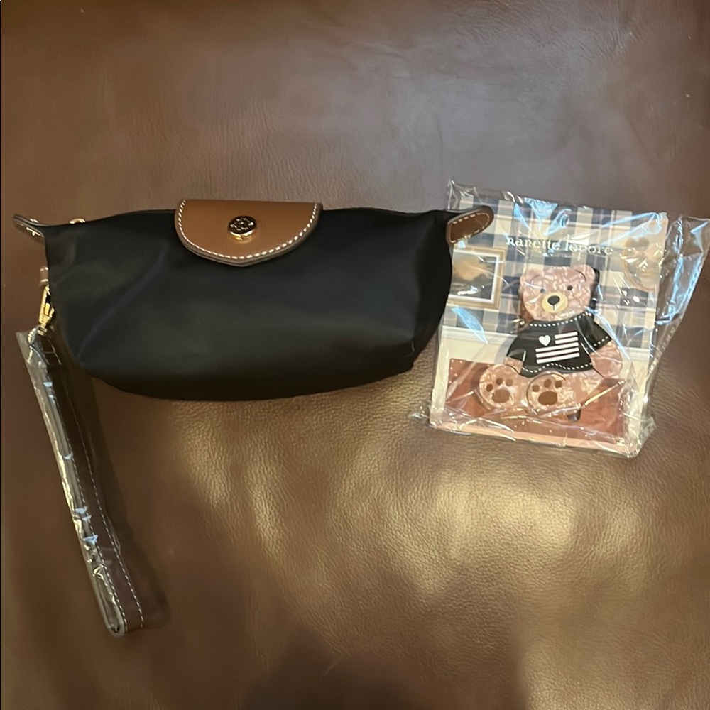 Nanette Lepore Nylon Wristlet Pouch and Teddy Bear Hair Clip